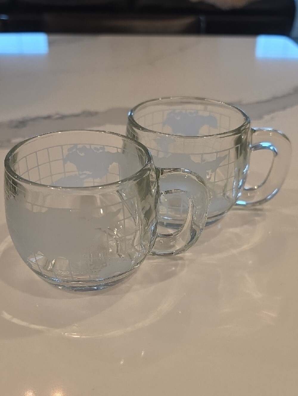 Vintage Nescafe Taste Your Way World Map Glass Coffee Mugs Set of 2